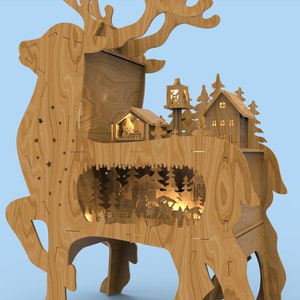 Home Christmas Reindeer Light Arch,wooden Laser Cut ,with Many Details ...