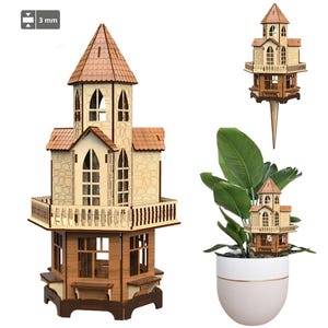 Casa de planta de jardim - arquivo de corte a laser, projeto de madeira compensada pronta, plano vetorial SVG de miniatura de madeira compensada 3d