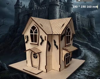 Halloween Scene Decoration, laser cut files,Halloween Town, Halloween Village Decoration,Halloween Decor,Haunted House, Halloween Witches