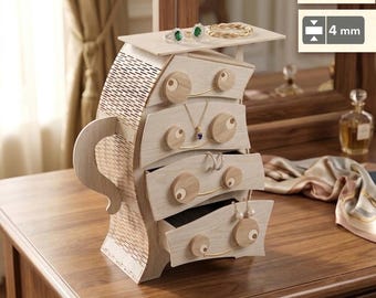 Laser Cut Wooden Jewelry Box with Drawer svg file Trinket Box, Whimsical, Struck by lightning