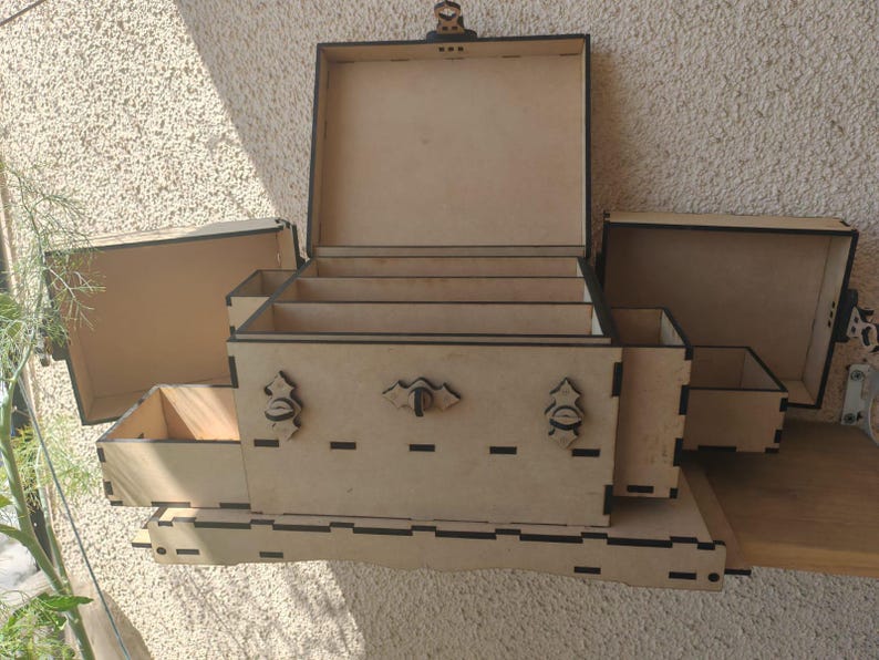 Laser Cut Wooden Secret Compartment Box With Drawer, Hidden Compartment ...