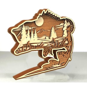 Fische aus Holz, zum Zusammenbauen und Einfärben, Lasercut Dateien - 6 Layer, Art Piece für Glowforge - 6-Layer-Panel, Kids Multilayer Färbung S3