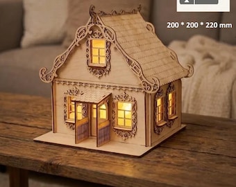 Wooden 3D Puzzle Fantasy Villas Models Doll House Light Houses Cdr Dxf,medieval house,doll houses 3D Maison laser Cutting File