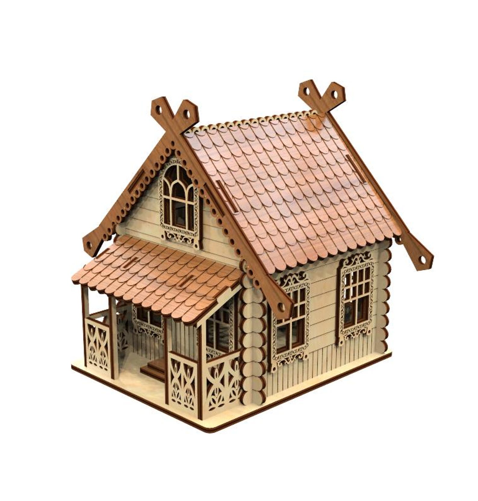 Wooden 3D Puzzle Fantasy Villas Models Doll House Light Houses Cdr Dxf ...