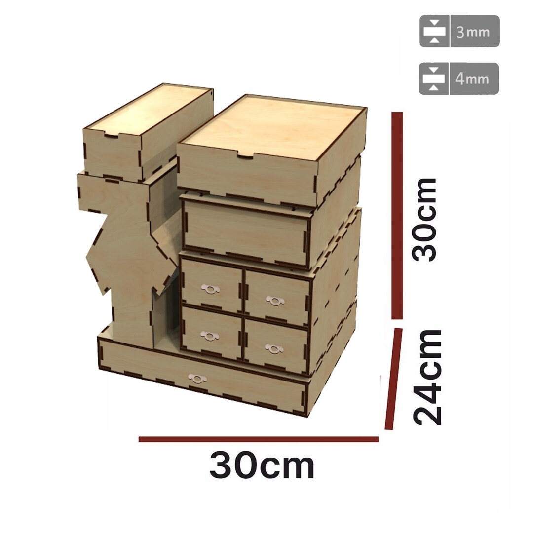 Laser Cut Wooden Jewelry Box With Drawer Svg File Glowforge Holder ...