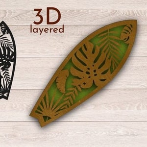 Corte láser de decoración de hojas SVG en capas 3D