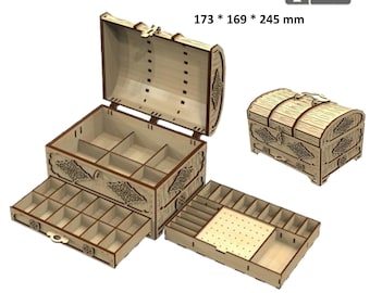 Laser Cut Wooden Jewelry Box with Drawer  svg file Glowforge holder Laser cut opener jewelry case Wedding Love vector
