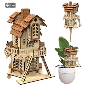 Garden Plant House - File di taglio laser, progetto di compensato già pronto, piano vettoriale SVG di miniatura di compensato 3d