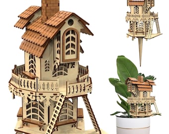 Garden Plant House - Laser Cutting File, Ready made Plywood Project, SVG vector plan of 3d plywood miniature