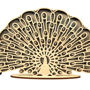 PEACOCK Laser Cut File File BIRD Svg Cutting Template and peacock wall decor, Peacock Vector cutting file  5-layer panel S3