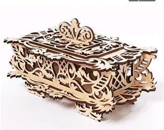 Laser Cut Wooden Jewelry Box living hinge gift box svg file Glowforge holder Laser cut opener jewelry case Wedding Love vector