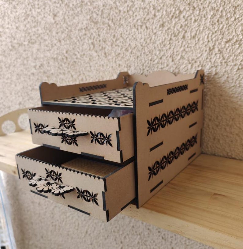 Laser Cut Wooden Jewelry Box With Drawer Svg File Glowforge Holder ...