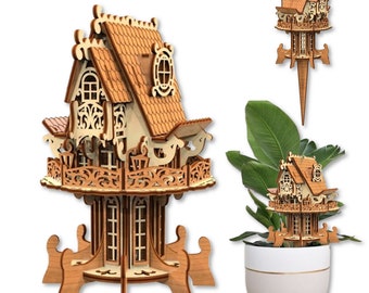 Garden Plant House - Laser Cutting File, Ready made Plywood Project, SVG vector plan of 3d plywood miniature