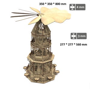 Wooden Christmas pyramid Laser Cut files, Village Scenery, Christmas decoration, Christmas Carousel, Christmas Pyramid Candle Carousel