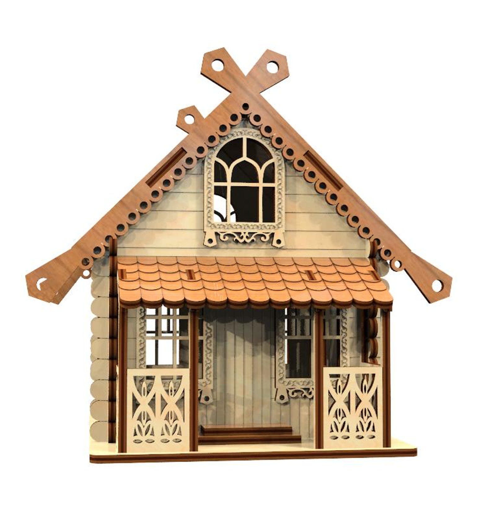 Wooden 3D Puzzle Fantasy Villas Models Doll House Light Houses Cdr Dxf ...
