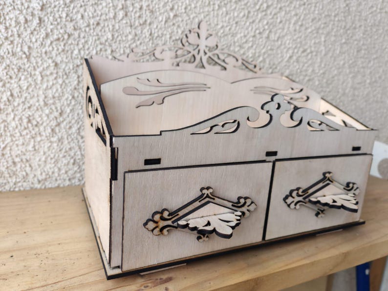 Laser Cut Wooden Jewelry Box With Drawer Svg File Glowforge Holder ...