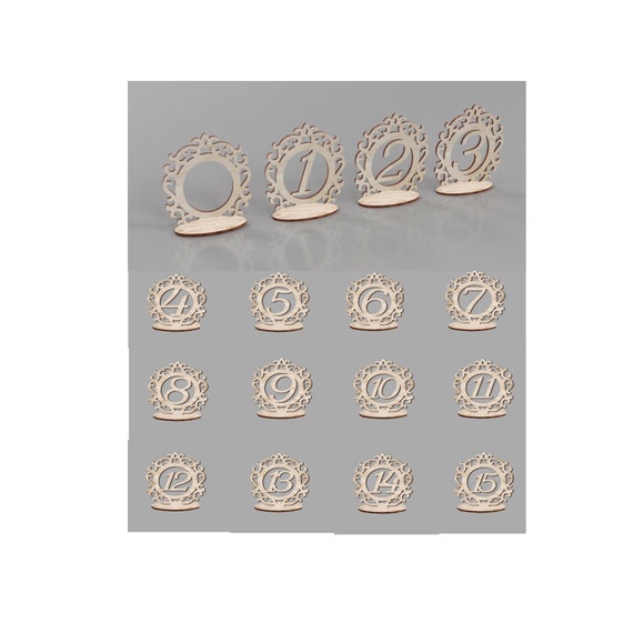 Wedding Wooden Table Numbers Signs laser cut files, Reception event Table numbers with base, Freestanding Laser cut Table Wedding Decor