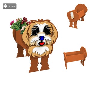 Shih Tzu Blumentopfmuster, Garten Ornament, Haustier aus Holz, Pflanzkasten, Dekupiersäge Muster, Laserschnitt, digitale Datei