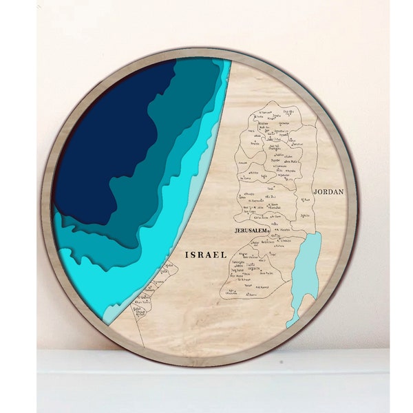 5 layer 3D map of the Palestine, multi -layer panel,laser cut file. 3D Wood Palestine Map Antistress coloring, 5 layers