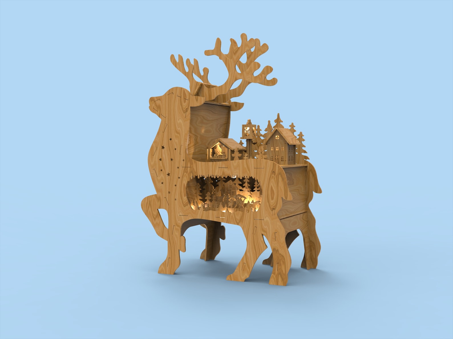 Home Christmas Reindeer Light Arch,wooden Laser Cut ,with Many Details ...