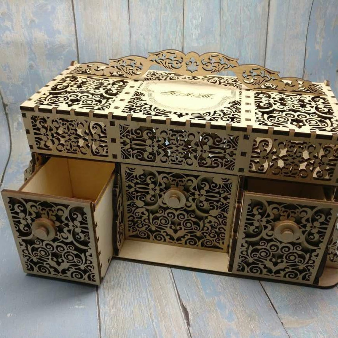 Laser Cut Wooden Jewelry Box With Drawer Svg File Glowforge Holder ...