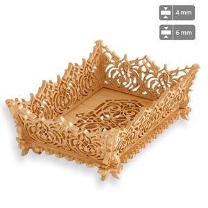 Cesta cortada con láser para dulces y frutas, archivo SVG, soporte Glowforge, plantilla vectorial CNC cortada con láser, patrón CNC láser, archivo digital cortado con láser