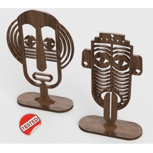Dekorative Masken im Ethno Stil Laser geschnitten Dateien SVG Masken Ornament Glowforge Muster, ethnische Masken Laser geschnitten Plan, 2er Set