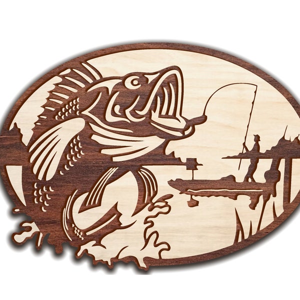 Fishing laser cut files glowforge files SVG/DXF/CDR Fishing Panel Fishing decor Gift for fishing lovers