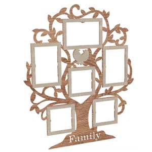Photo frame for  6 photos  Tree photo frame wheel for laser cutting, photo wheel SVG, photo holder, photo tree