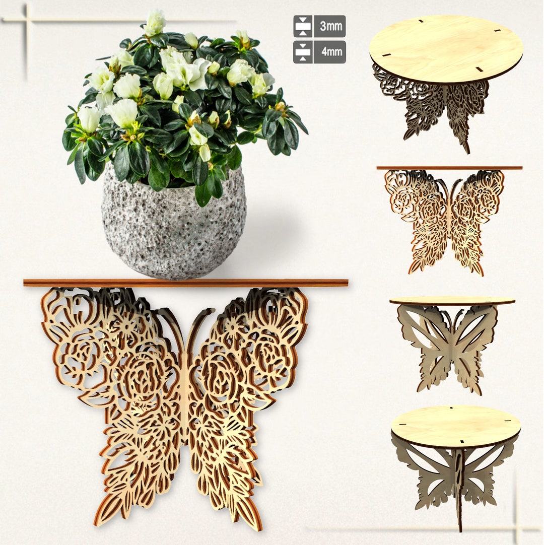 3D Butterfly Plant Pot Stands Laser Cut,set of 2 Potted Plant Stand ...