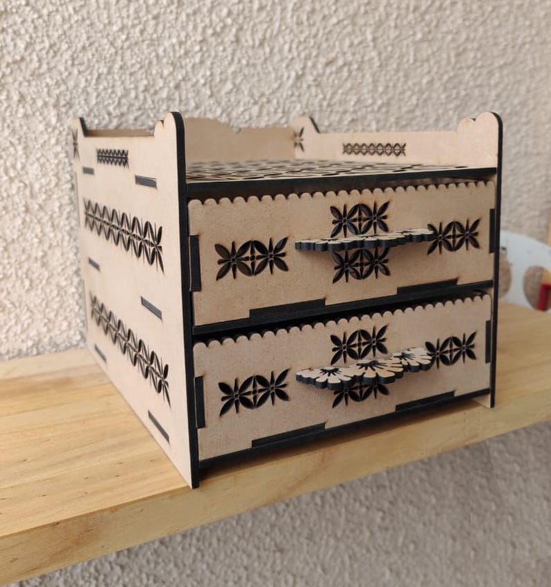 Laser Cut Wooden Jewelry Box With Drawer Svg File Glowforge Holder ...