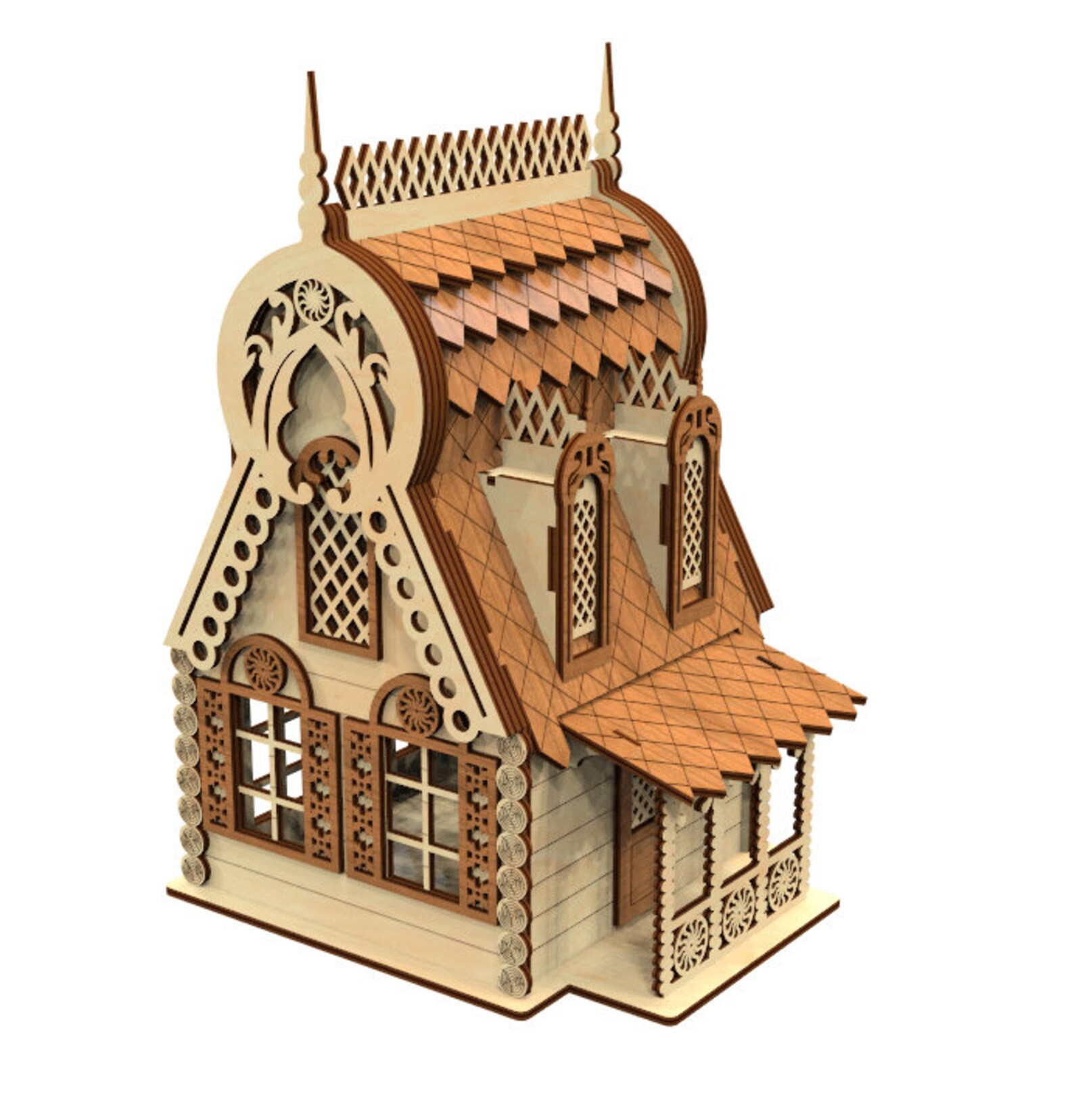 Wooden 3D Puzzle Fantasy Villas Models Doll House Light Houses Cdr Dxf ...