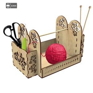 Korb für Garn, Geschenkkorb zum Stricken, Vektor-Svg-Dxf-Design, Laserschneiden, Muttergeschenk