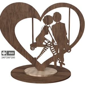 Figuras del día de San Valentín -archivo cortado con láser, tarjeta de rompecabezas 3D, regalo personalizado, soporte de tarjeta Lasercut SVG, amantes, tarjeta de madera, tarjetas de felicitación