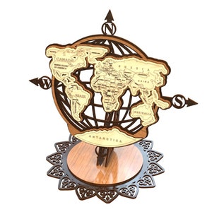 3-laags 3D-kaart van de wereld, meerlaags paneel, lasergesneden bestand. Kid's Wood Wereldkaart kleurplaat, 3 lagen