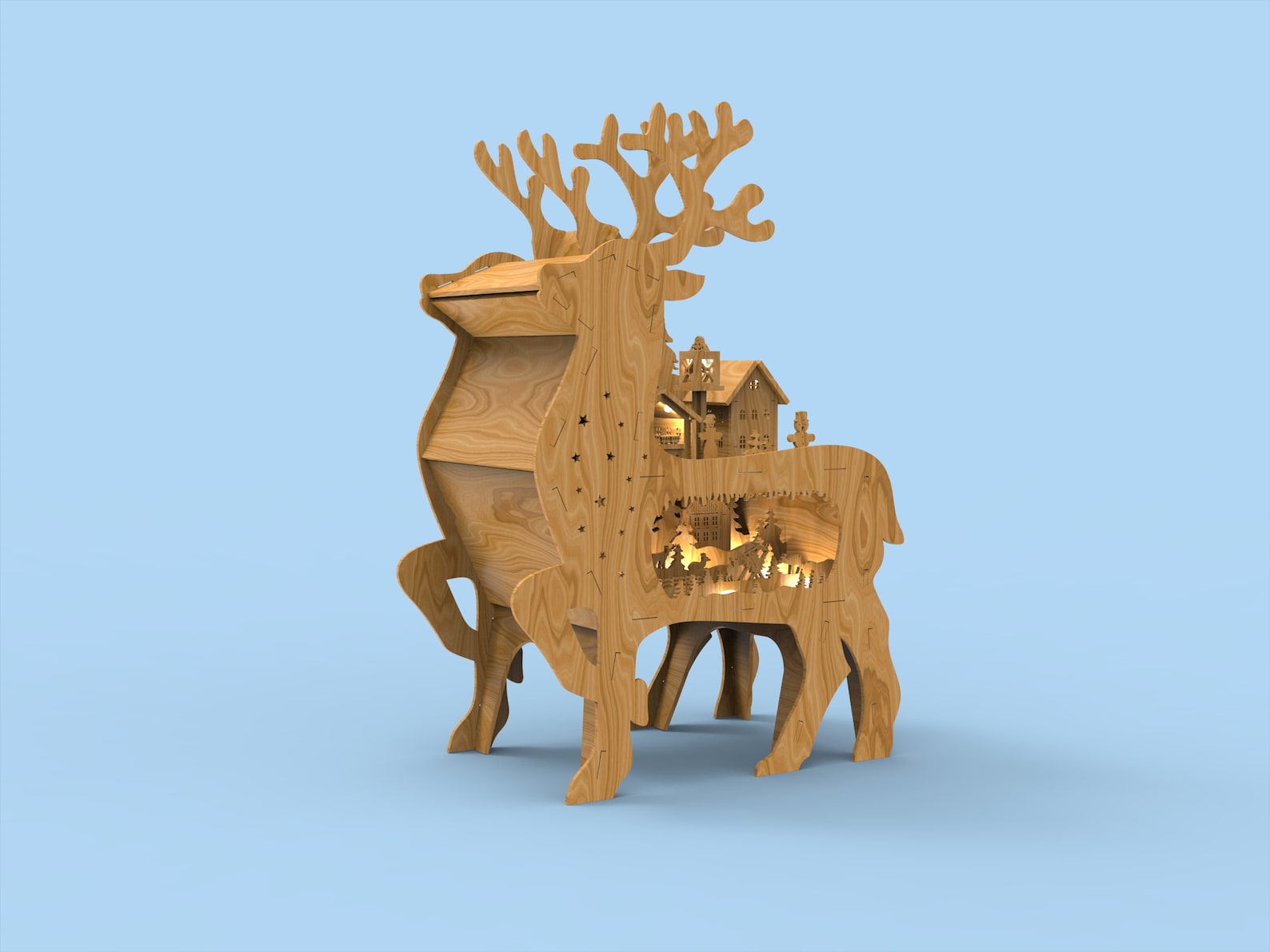 Home Christmas Reindeer Light Arch,wooden Laser Cut ,with Many Details ...