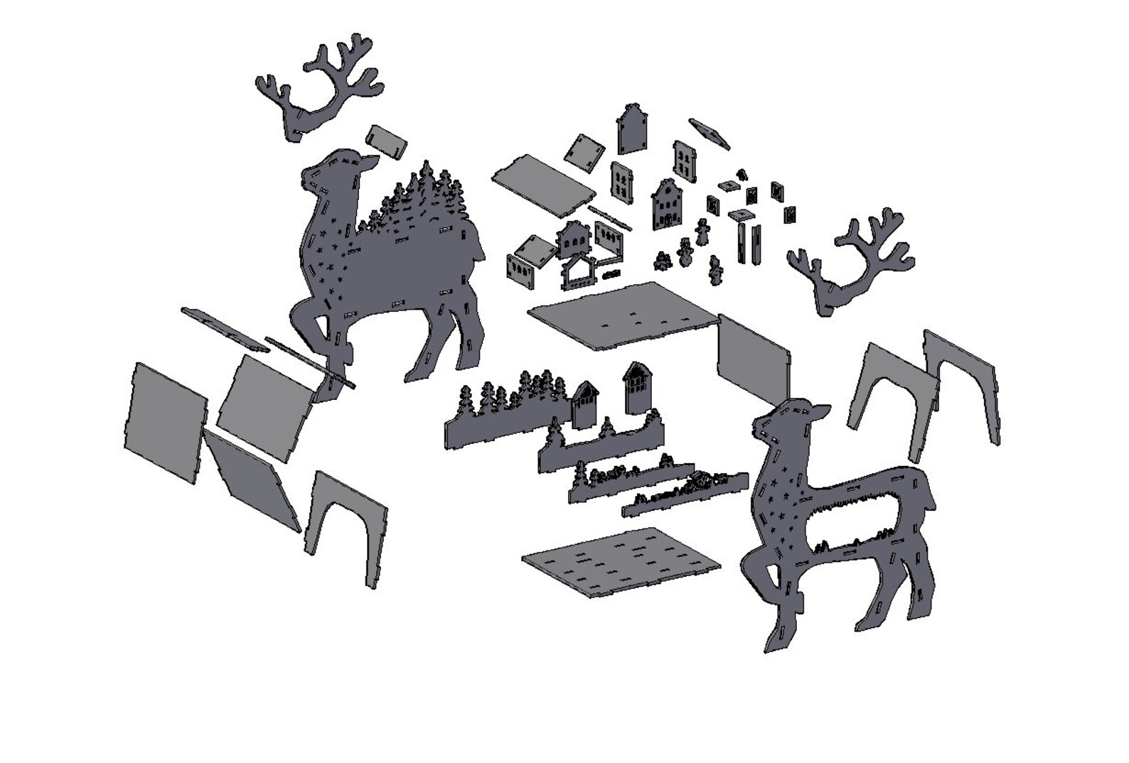 Home Christmas Reindeer Light Arch,wooden Laser Cut ,with Many Details ...