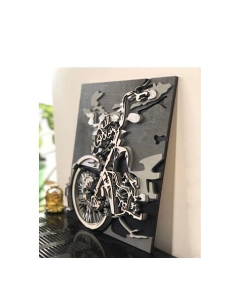 KUSTOM ART Tableau Vintage Harley Davidson - Impression Laser Sur Bois Fabriqué En Italie