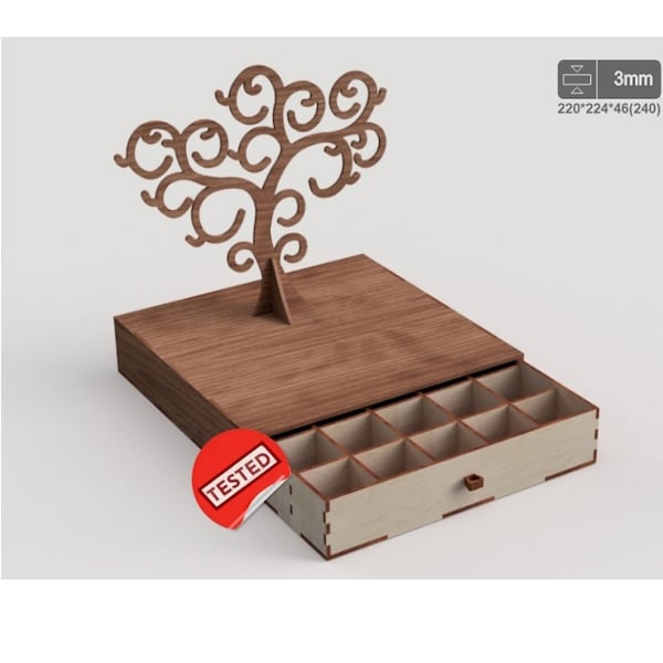 Organizer for jewelry Laser cut files Wooden Jewellery Tree 3D Laser cut cnc vector template Laser cnc pattern lasercut digital file