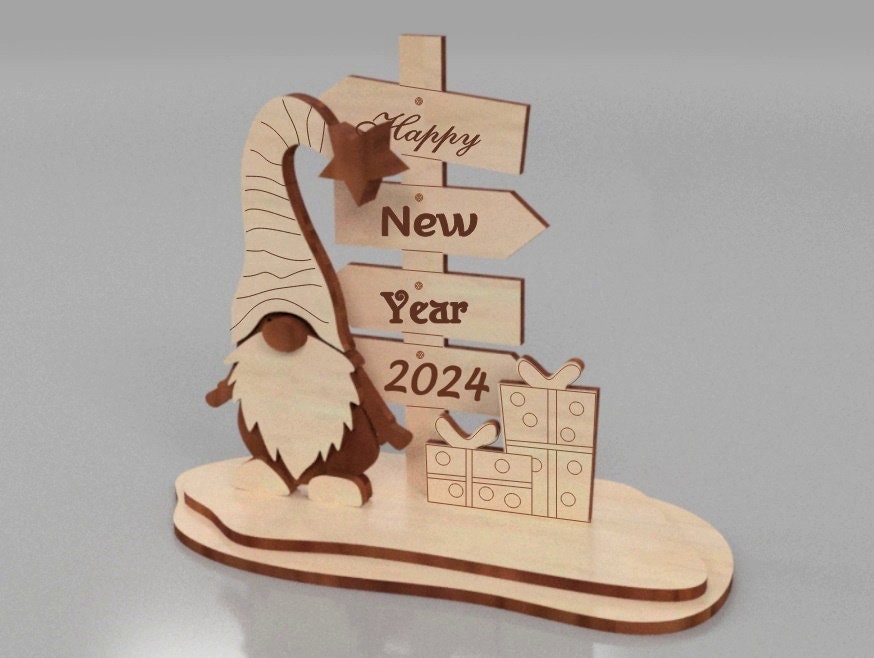 Mdf Corte Láser Independiente 25 Cm Gnomo Nórdico Navidad