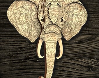 Spiritual Elephant Multilayer mandala 6 layers laser cut home decor, SVG, DWG DXF Cdr file, multilayer model, 3d Elephant