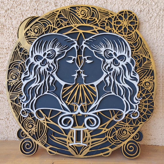Gemini the Twins Zodiac Sign, Laser Cut File, Zodiac Signs Svg