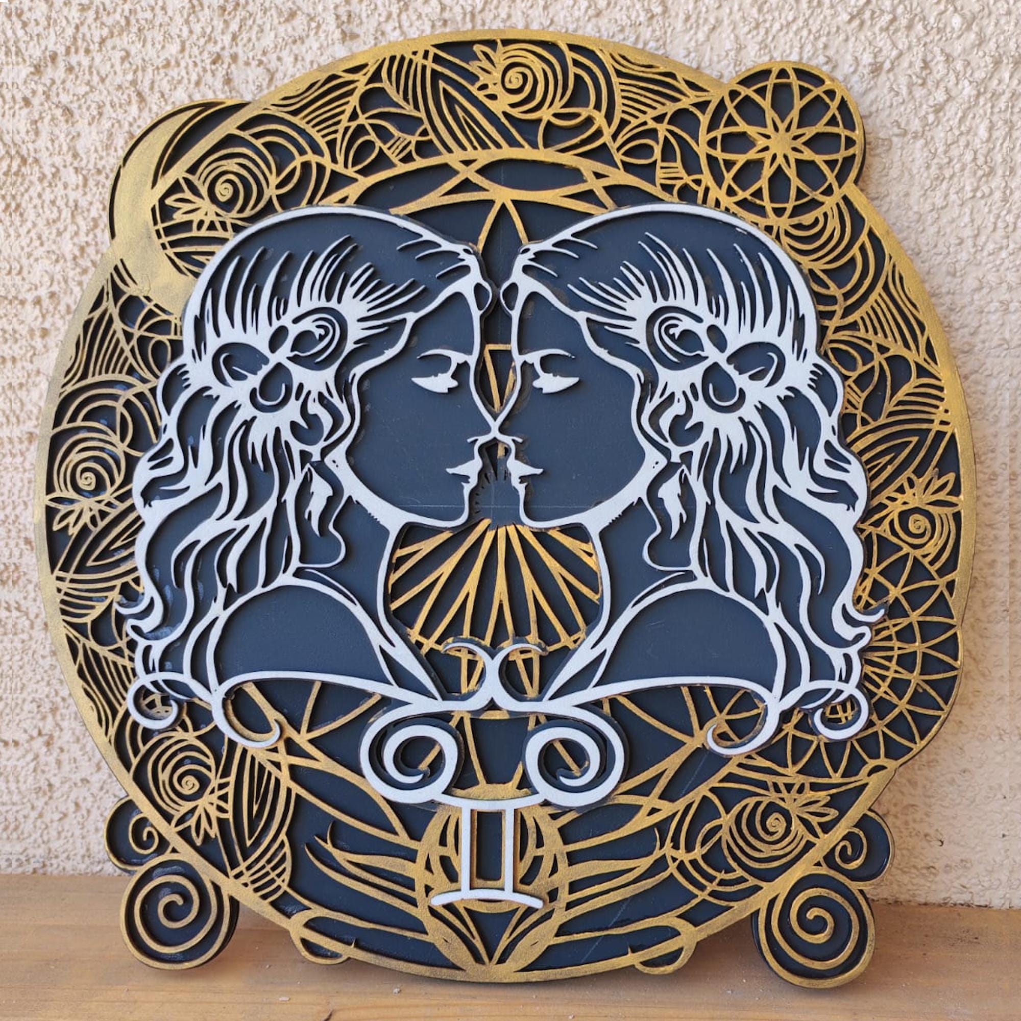 Gemini the Twins Zodiac Sign, Laser Cut File, Zodiac Signs Svg