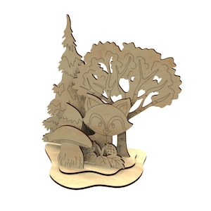 File DXF 3D Animali del bosco -Set di 8, carta Animali del bosco, Viene fornito con supporti, Pagine da colorare in legno su un supporto, Kit artigianale per bambini S3