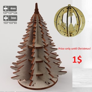 Christmas tree with a ball Christmas Ornament Laser Cut files
