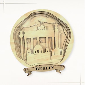 Arquivos de corte a laser de painel multicamadas 3D de Berlim, arte em camadas de Berlim de 6 camadas, decoração moderna Arquivos de corte a laser, Berlim multicamadas, painel da cidade