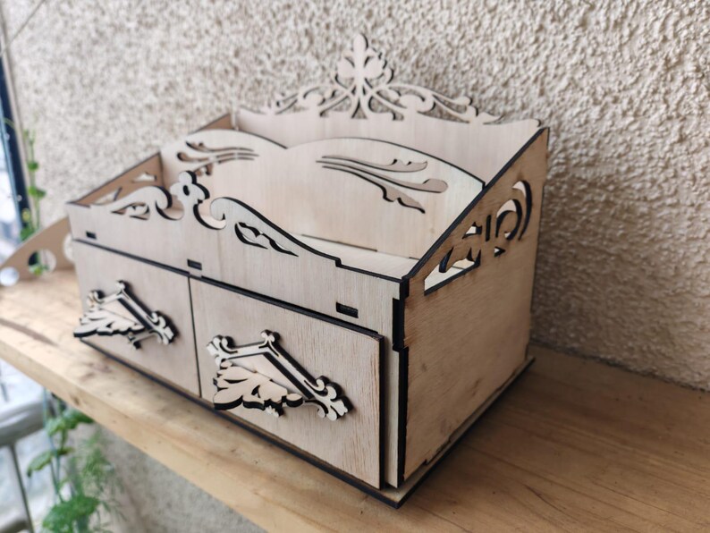 Laser Cut Wooden Jewelry Box With Drawer Svg File Glowforge Holder ...