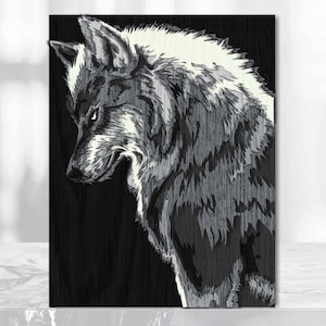 Wolf 5 laag decoratief paneel lasergesneden bestanden home decor, SVG, DWG DXF Cdr-bestand, meerlaags model, 3D Wolf
