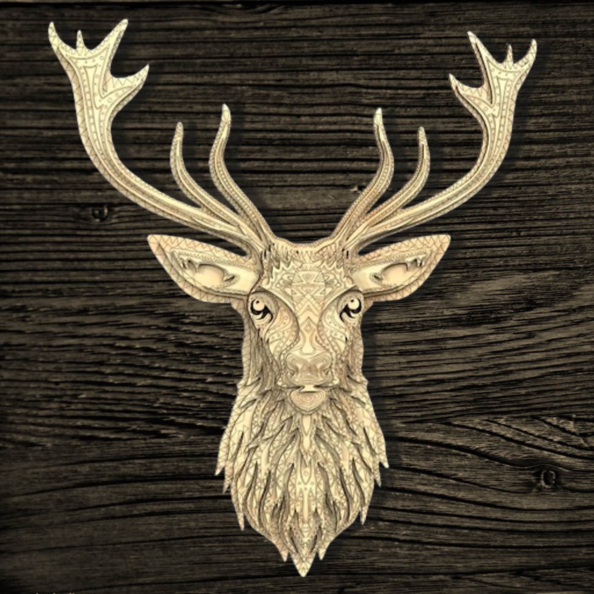 3d houten herten hoofd - Etsy België, image size:2000x2000
