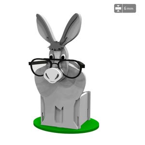 Ezel brilstandaard lasergesneden bestanden, brilhouder, houten dierensculptuur, zonnebril organisator, brilhouder SVG, ezelhouder